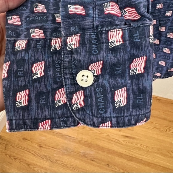 CHAPS RALPH LAUREN Patriotic American Flag Print Button down Shirt. Size 1XB. - Picture 5 of 6